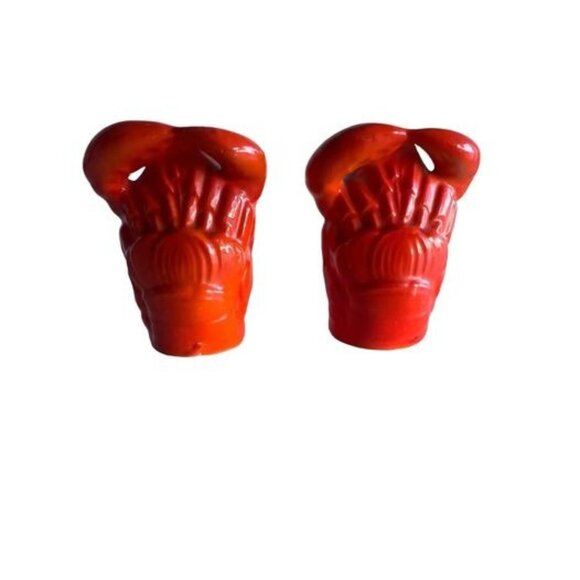 Vintage Lobster Ceramic Salt Pepper Shakers Japan Red MCM Mid-Century S & P Set - Picture 1 of 6